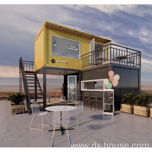 Container house is for living and coffee shop